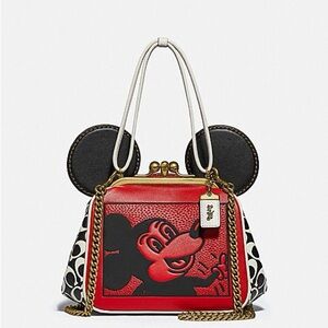Coach Red and Black Mini Bag with Mickey Design